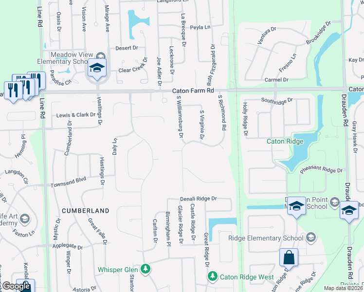 map of restaurants, bars, coffee shops, grocery stores, and more near 17761 South Richmond Road in Plainfield