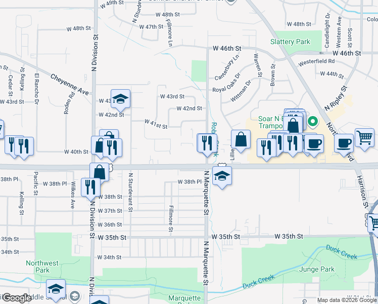 map of restaurants, bars, coffee shops, grocery stores, and more near West Kimberly Drive in Davenport