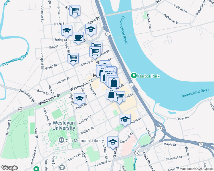 map of restaurants, bars, coffee shops, grocery stores, and more near 190 Middletown Avenue in North Haven