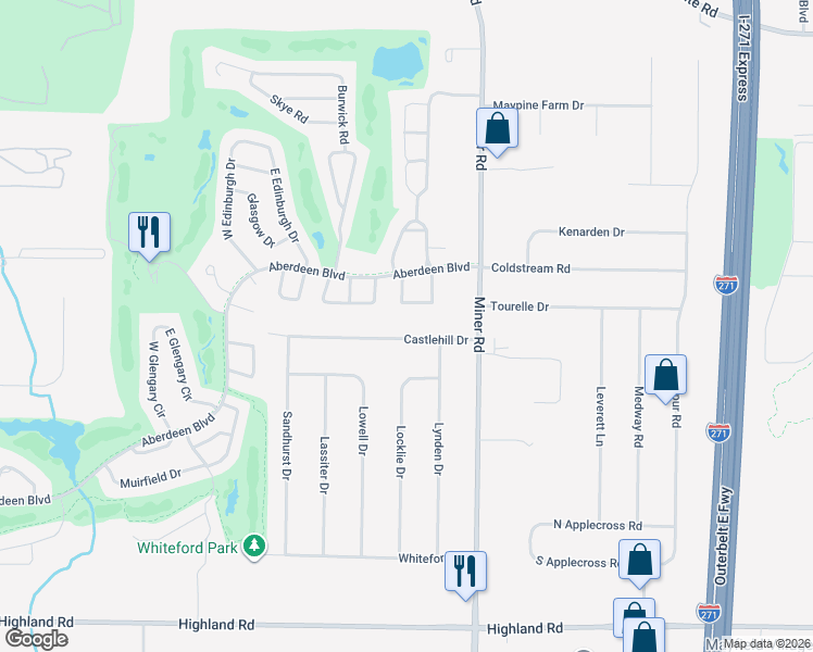 map of restaurants, bars, coffee shops, grocery stores, and more near 380 Saint Andrews Drive in Highland Heights