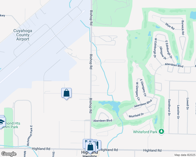 map of restaurants, bars, coffee shops, grocery stores, and more near 399 Bishop Road in Highland Heights