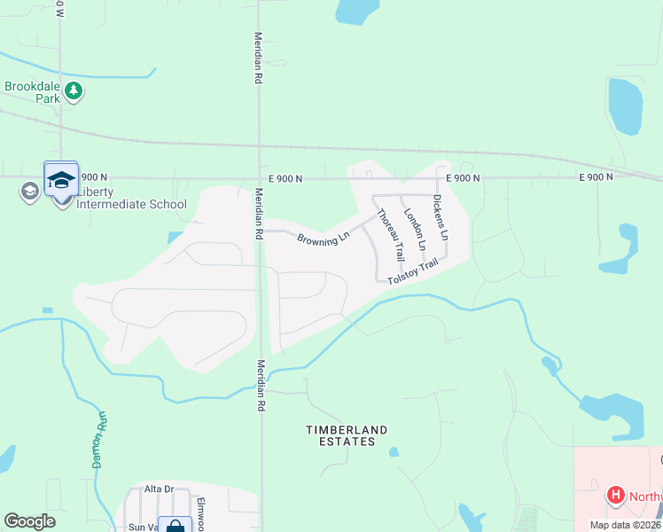 map of restaurants, bars, coffee shops, grocery stores, and more near Browning Lane in Valparaiso