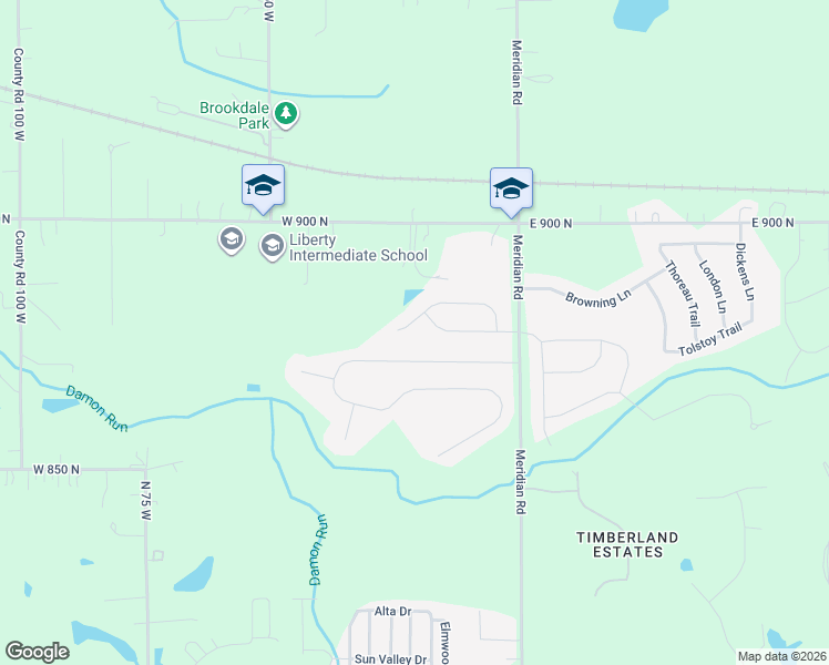 map of restaurants, bars, coffee shops, grocery stores, and more near 39 Mark Twain Drive in Valparaiso