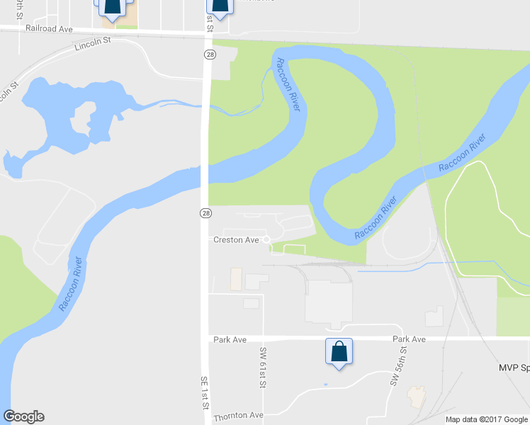 map of restaurants, bars, coffee shops, grocery stores, and more near 6011 Creston Avenue in Des Moines