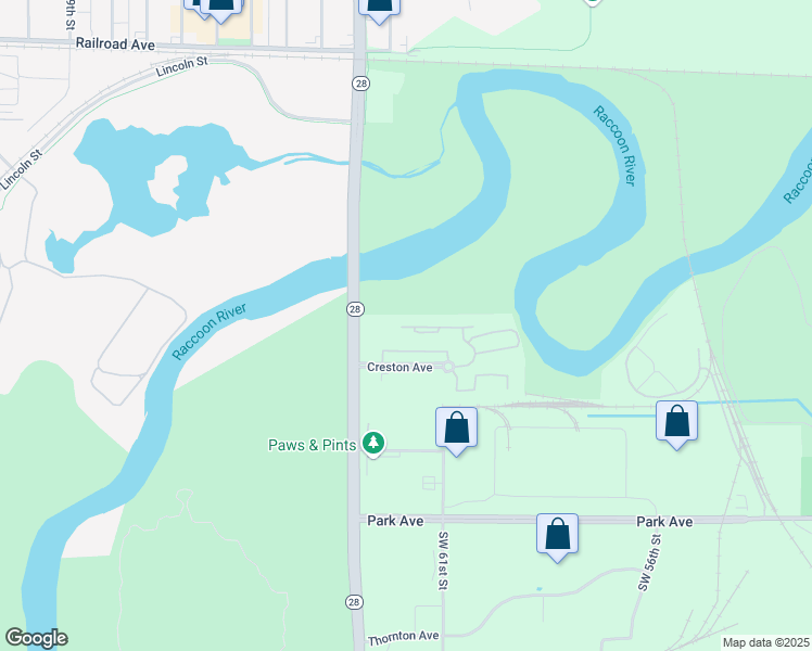 map of restaurants, bars, coffee shops, grocery stores, and more near 6011 Creston Avenue in Des Moines