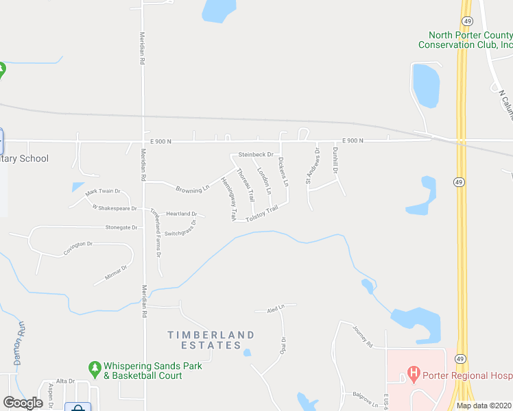 map of restaurants, bars, coffee shops, grocery stores, and more near 873 Thoreau Trail in Valparaiso