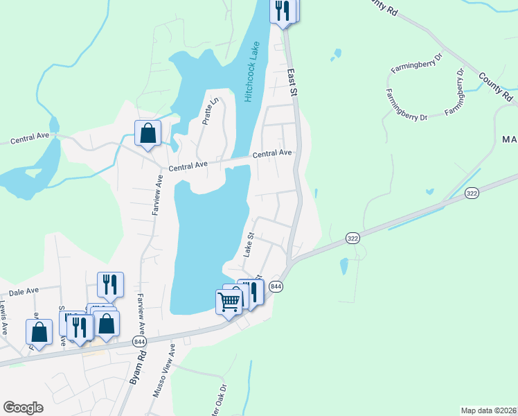map of restaurants, bars, coffee shops, grocery stores, and more near 51 Alma Avenue in Wolcott