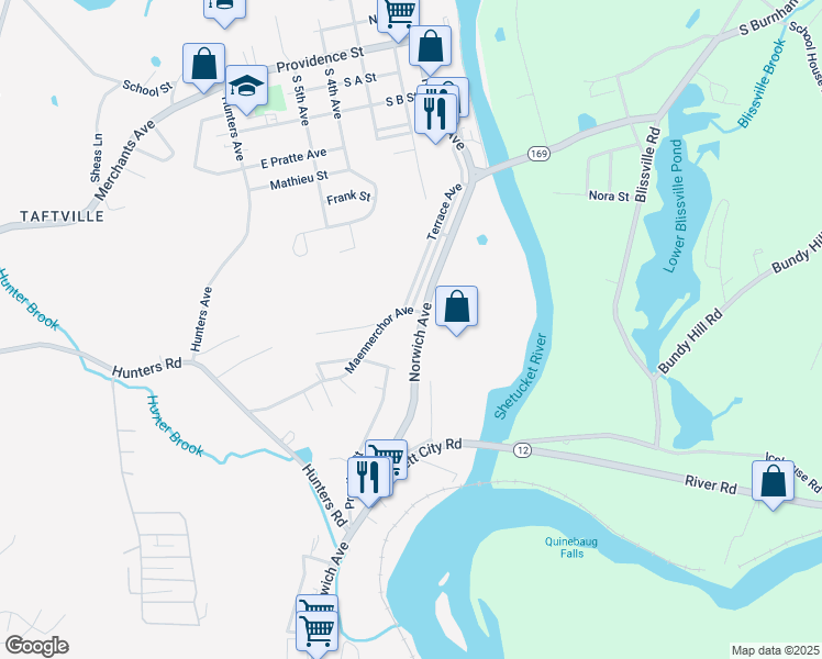 map of restaurants, bars, coffee shops, grocery stores, and more near in Norwich