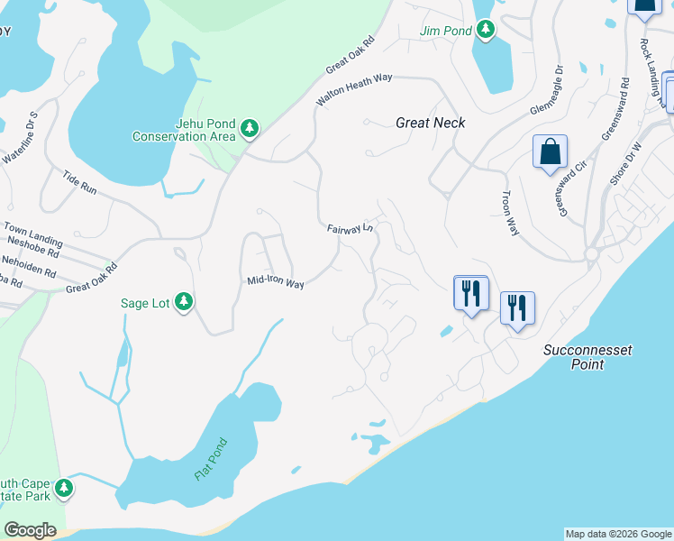 map of restaurants, bars, coffee shops, grocery stores, and more near 7 Southeast Pass in Mashpee