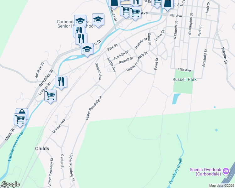map of restaurants, bars, coffee shops, grocery stores, and more near 172 Kohut Ave in Carbondale