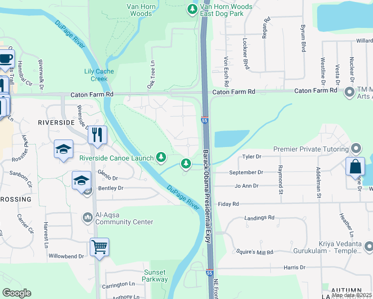 map of restaurants, bars, coffee shops, grocery stores, and more near 2210 Dalewood Court in Plainfield