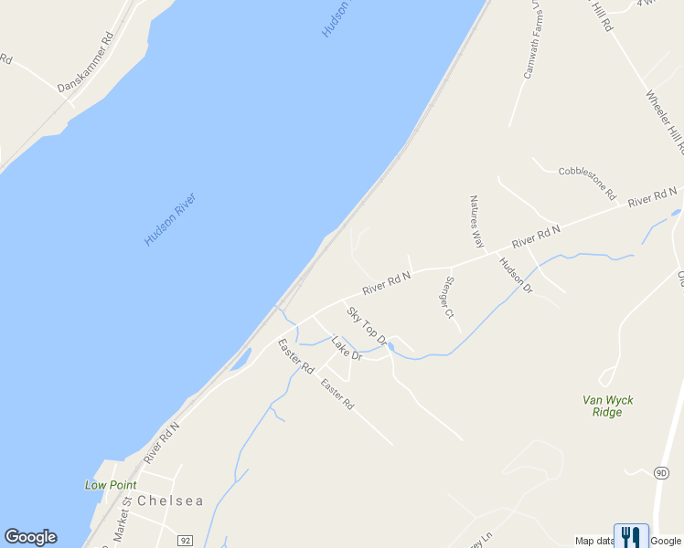 map of restaurants, bars, coffee shops, grocery stores, and more near 191 River Road North in Wappingers Falls