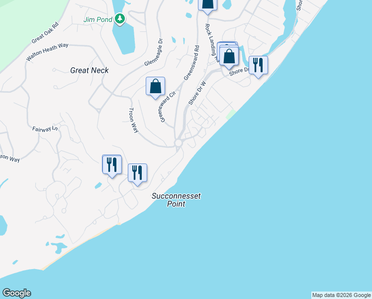 map of restaurants, bars, coffee shops, grocery stores, and more near 6 Triton Way in Mashpee