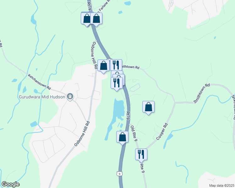 map of restaurants, bars, coffee shops, grocery stores, and more near 1083 Rte 9 in Fishkill