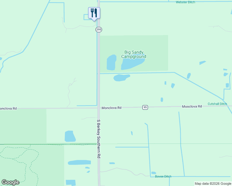 map of restaurants, bars, coffee shops, grocery stores, and more near 4257 South Berkey Southern Road in Swanton