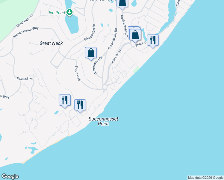 map of restaurants, bars, coffee shops, grocery stores, and more near 6 Triton Way in Mashpee