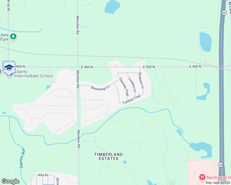 map of restaurants, bars, coffee shops, grocery stores, and more near Browning Ln in Valparaiso