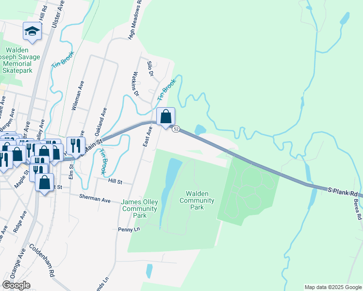 map of restaurants, bars, coffee shops, grocery stores, and more near 1037 New York 52 in Walden