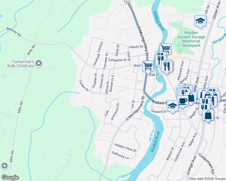 map of restaurants, bars, coffee shops, grocery stores, and more near 5 Selena Court in Walden