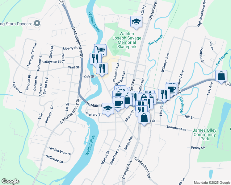 map of restaurants, bars, coffee shops, grocery stores, and more near 18 Capron Street in Walden