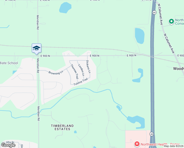 map of restaurants, bars, coffee shops, grocery stores, and more near 877 Dickens Lane in Valparaiso
