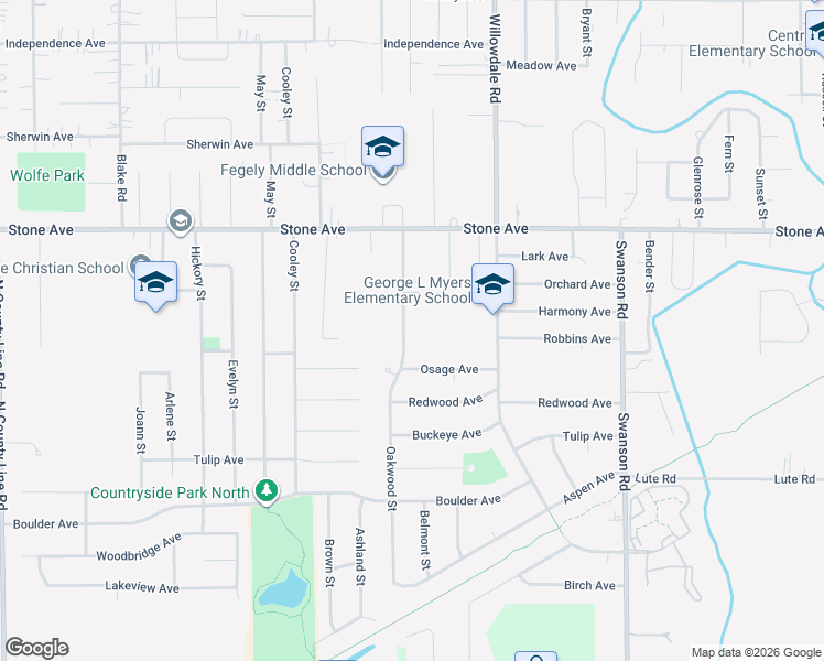 map of restaurants, bars, coffee shops, grocery stores, and more near 3105 Oakwood Street in Portage