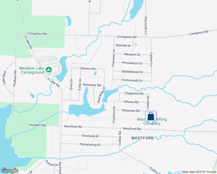 map of restaurants, bars, coffee shops, grocery stores, and more near 291-299 Navaho Rd in Jamestown