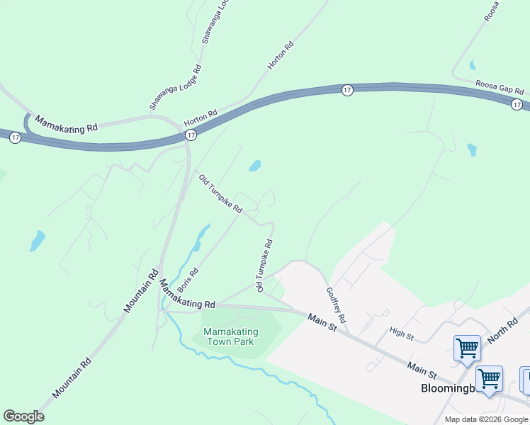 map of restaurants, bars, coffee shops, grocery stores, and more near 6 Overlook Drive in Bloomingburg