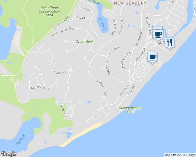 map of restaurants, bars, coffee shops, grocery stores, and more near 242 Glenneagle Drive in Mashpee
