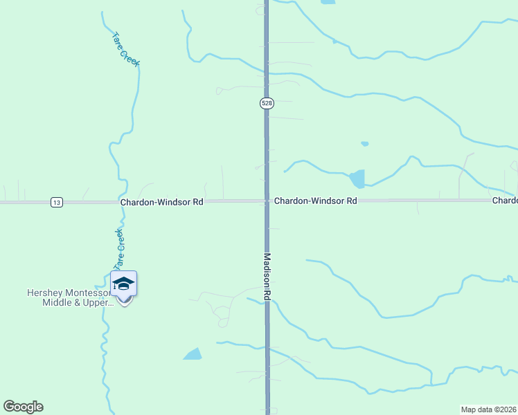 map of restaurants, bars, coffee shops, grocery stores, and more near 11408 Madison Road in Huntsburg