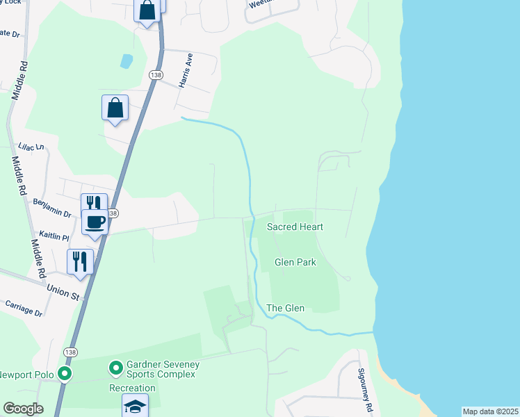 map of restaurants, bars, coffee shops, grocery stores, and more near 297 Glen Road in Portsmouth