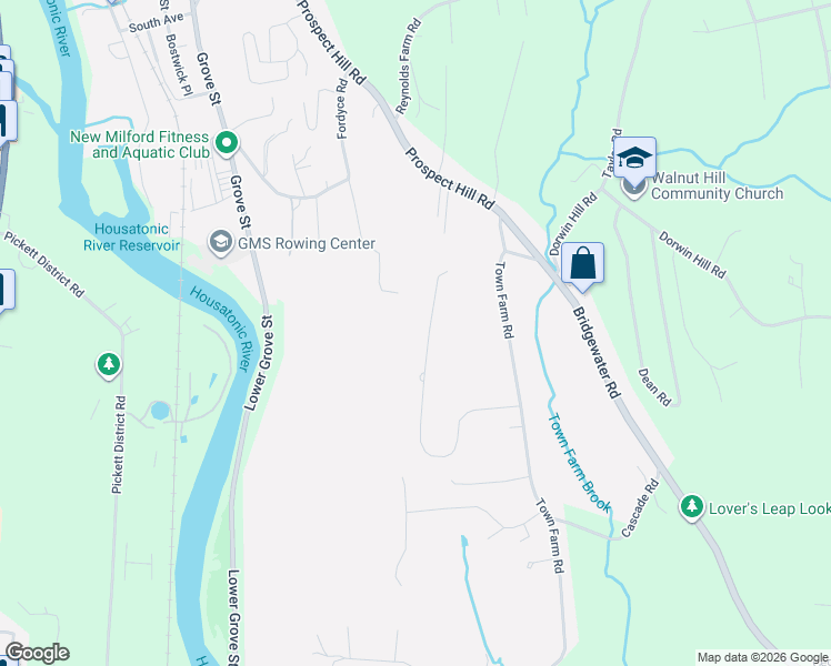 map of restaurants, bars, coffee shops, grocery stores, and more near 21 Meredith Lane in New Milford