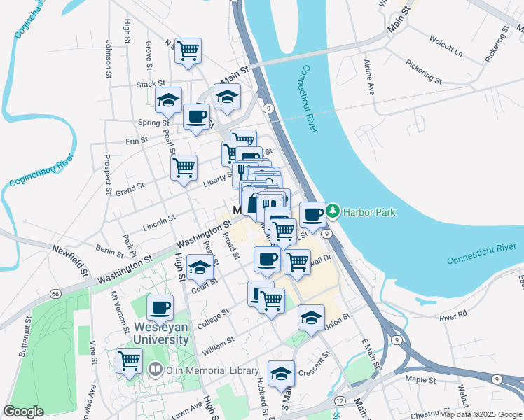 map of restaurants, bars, coffee shops, grocery stores, and more near in Middletown