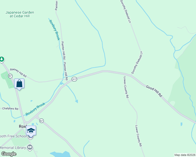 map of restaurants, bars, coffee shops, grocery stores, and more near 85 Good Hill Road in Roxbury