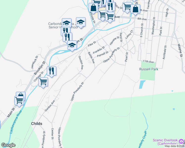 map of restaurants, bars, coffee shops, grocery stores, and more near 100-172 Kohut Ave in Carbondale