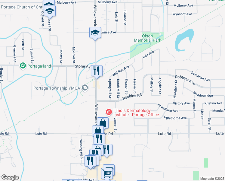 map of restaurants, bars, coffee shops, grocery stores, and more near 3000-3198 Dutch Mill St in Portage