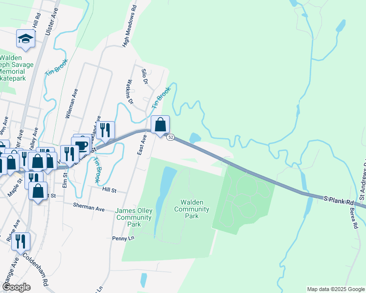 map of restaurants, bars, coffee shops, grocery stores, and more near 1037 New York 52 in Walden