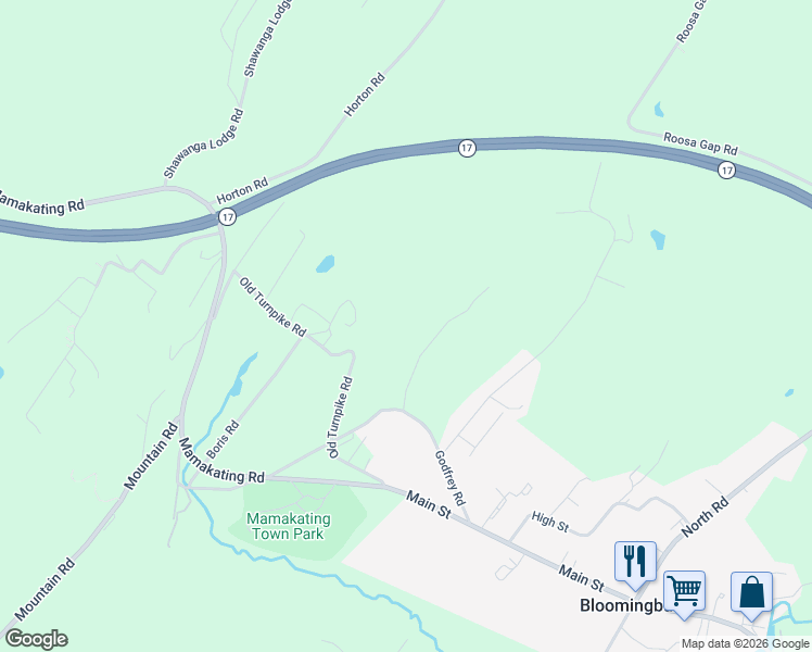 map of restaurants, bars, coffee shops, grocery stores, and more near 31 Walnut Ridge Lane in Bloomingburg