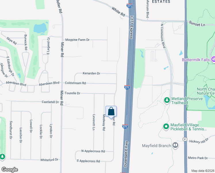 map of restaurants, bars, coffee shops, grocery stores, and more near 6293 Tourelle Drive in Highland Heights