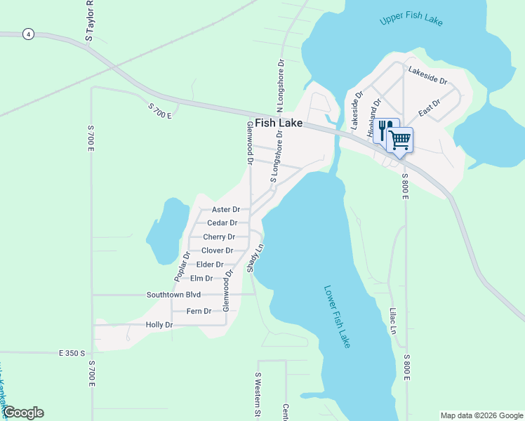 map of restaurants, bars, coffee shops, grocery stores, and more near 1327 Shady Ln in Walkerton