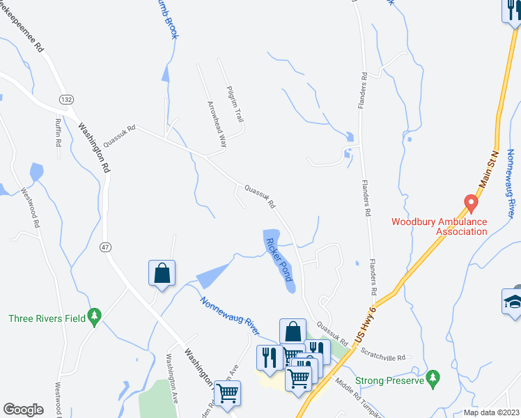 map of restaurants, bars, coffee shops, grocery stores, and more near in Woodbury