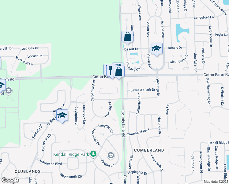 map of restaurants, bars, coffee shops, grocery stores, and more near 7205 Alden Drive in Plainfield