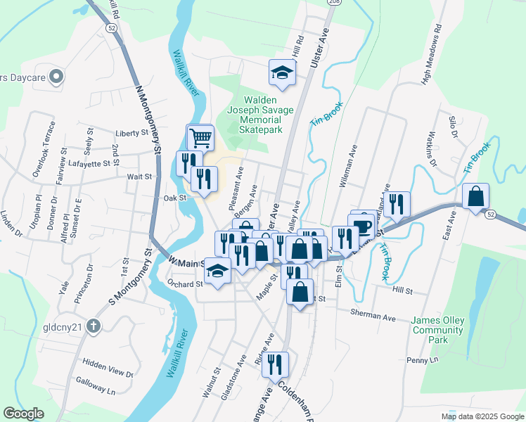map of restaurants, bars, coffee shops, grocery stores, and more near 57 Capron Street in Walden