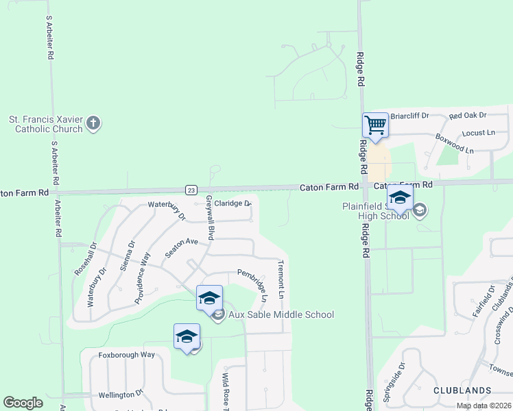 map of restaurants, bars, coffee shops, grocery stores, and more near 8201 Claridge Drive in Joliet