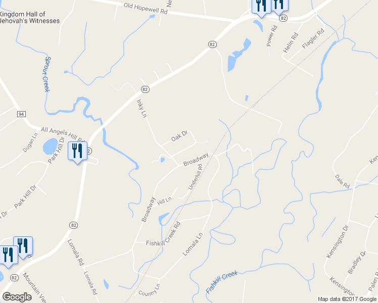 map of restaurants, bars, coffee shops, grocery stores, and more near 43 Oak Drive in Hopewell Junction
