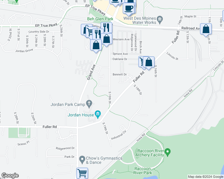 map of restaurants, bars, coffee shops, grocery stores, and more near 484 South 19th Street in West Des Moines