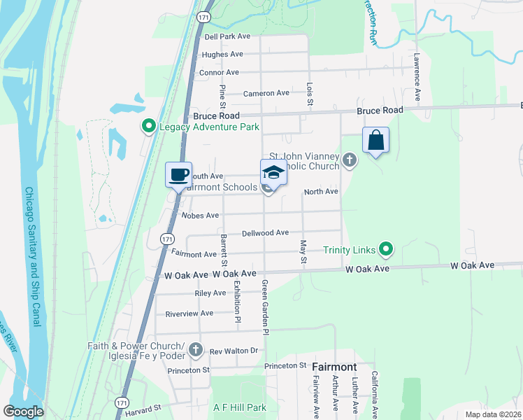 map of restaurants, bars, coffee shops, grocery stores, and more near 231 Nobes Avenue in Lockport