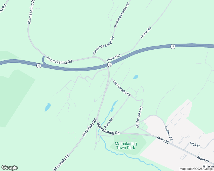 map of restaurants, bars, coffee shops, grocery stores, and more near 261 Mamakating Road in Bloomingburg