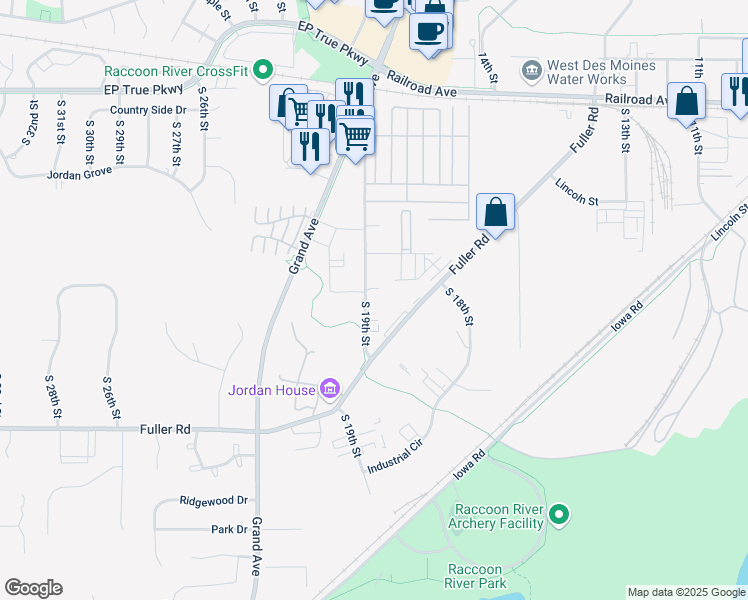 map of restaurants, bars, coffee shops, grocery stores, and more near 484 South 19th Street in West Des Moines