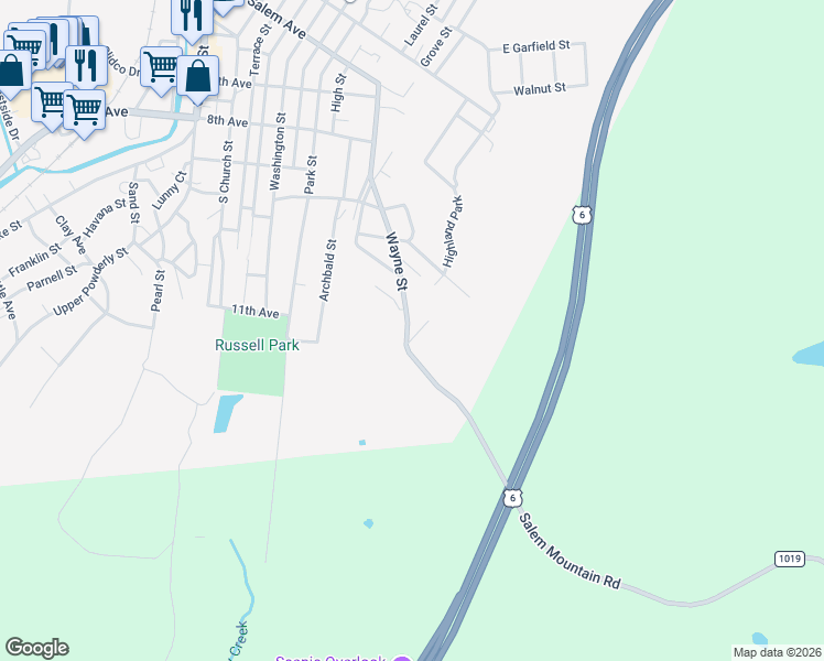 map of restaurants, bars, coffee shops, grocery stores, and more near 124 Wayne Street in Carbondale